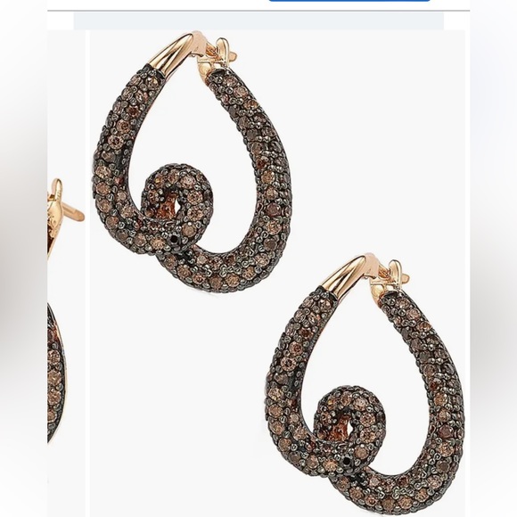 SZ20E3533S-PS_2.jpg?v=  14K Rose Gold Plated Sterling Silver Chocolate CZ Twisted Hoop Earri
SUZY LEVIAN